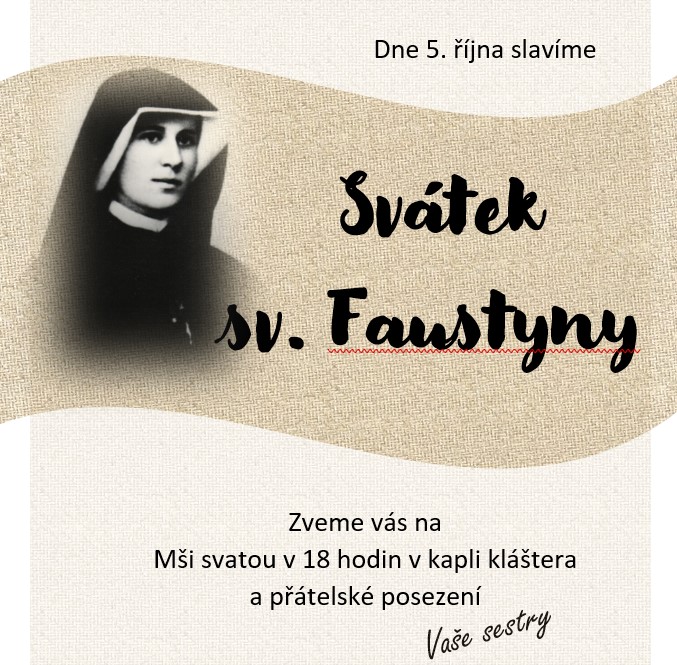 Pozvánka na oslavu svátku sv. Faustyny